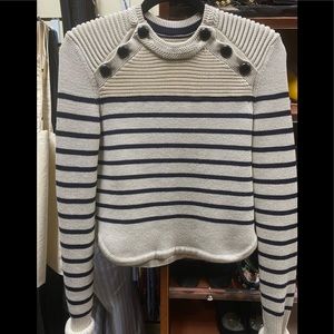 Isabel Marant beige and blue/black striped wool sweater.